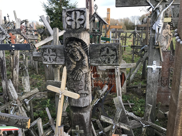 Carvings on the Hill of Crosses, Lithuania - Desktop Background.